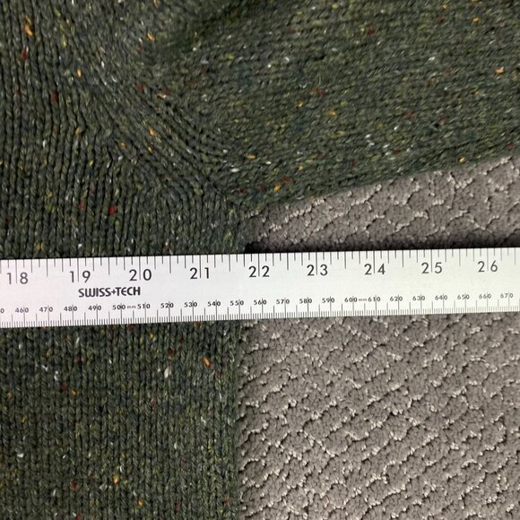 Eddie Bauer Sweater Men's Medium Green Speckled Shoulder Patches Wool Cotton - Picture 10 of 11